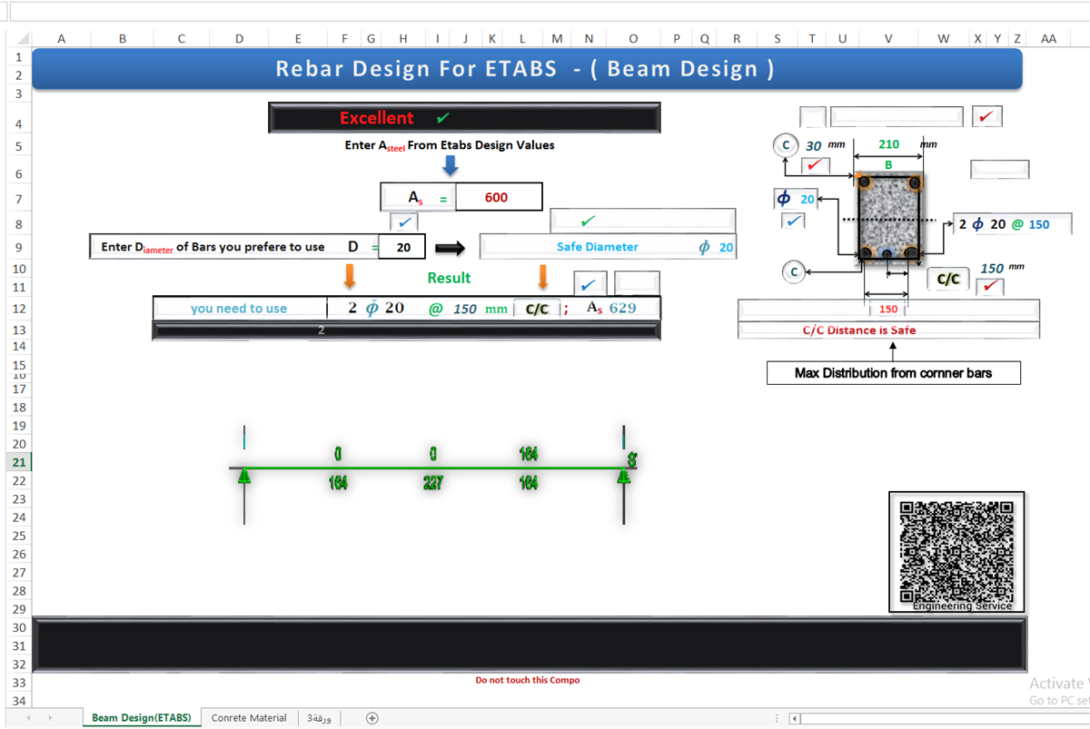  shows the case of an ideal distribution, where spacing and bar arrangement are both economical and code-compliant.